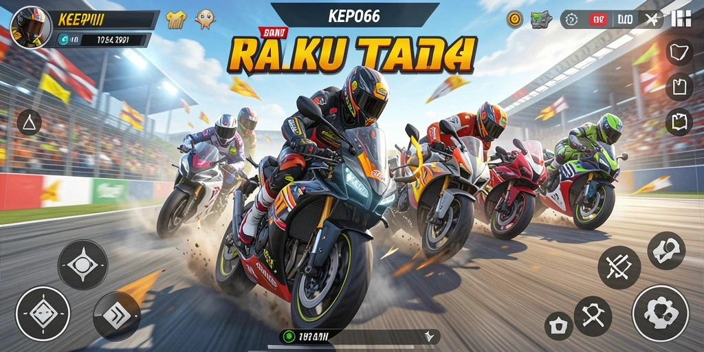Tampilan seru balapan motor di KEPO66 dengan trek menantang.