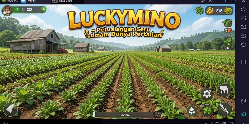 Tangkapan layar gameplay LUCKYMINO menampilkan aktivitas seru dalam bertani.