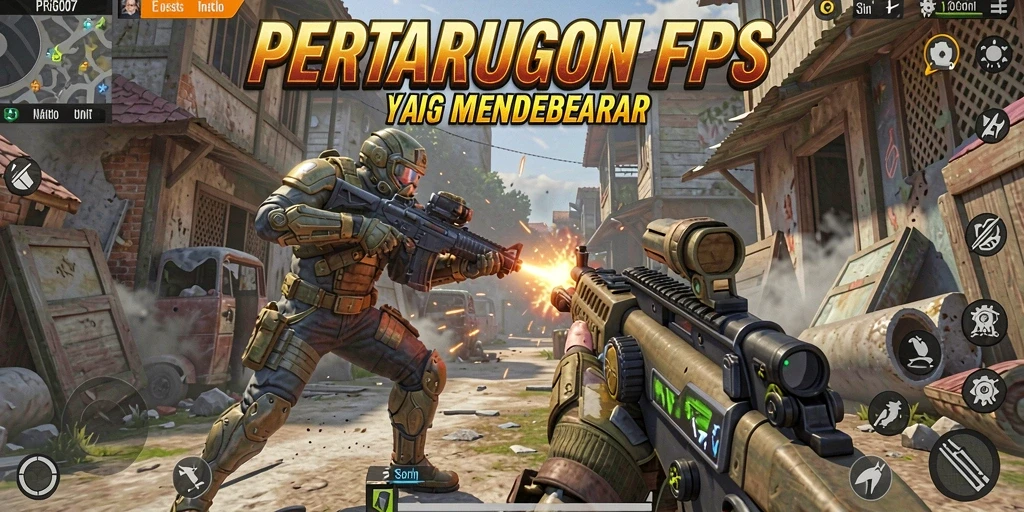 Tangkapan layar utama PRG007 menampilkan aksi pertempuran menegangkan dalam game FPS.