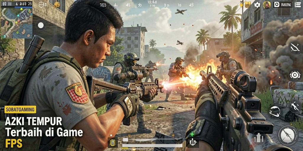 Tangkapan layar gameplay dari SOBATGAMING adalah aksi tembak-menembak yang mendebarkan.