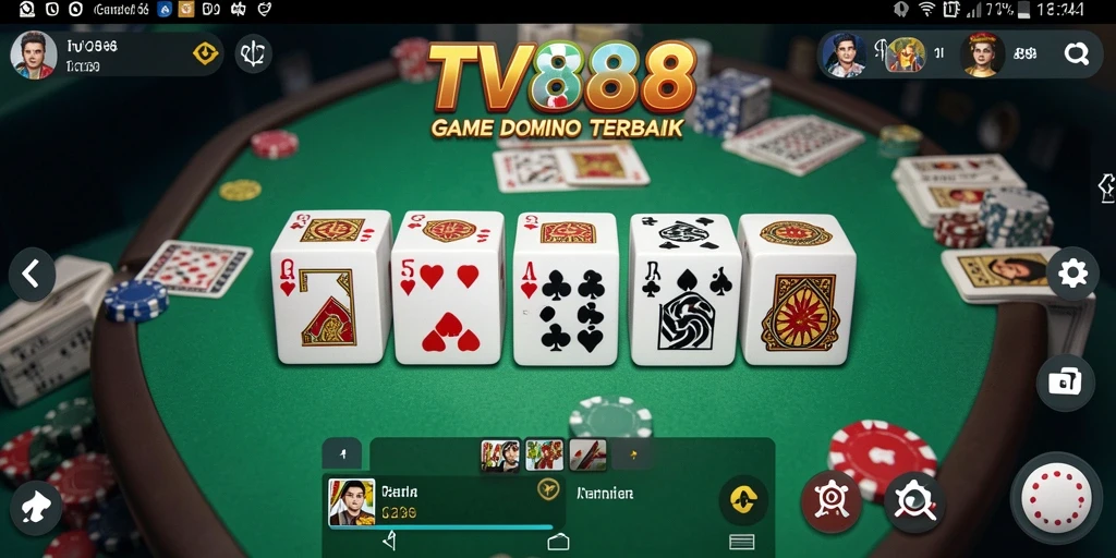 Tampilan seru dari gameplay TV888 di permainan Domino.